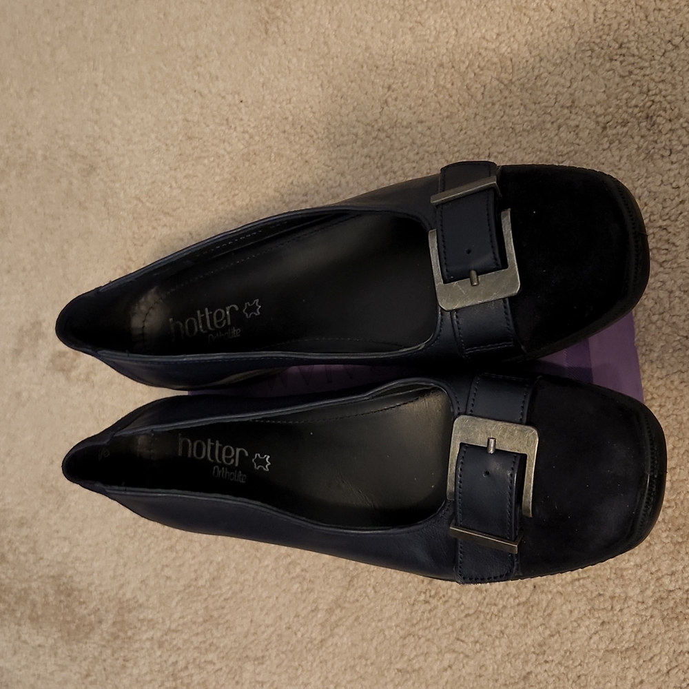 Hotter ortholite trust wide fit slip -on pump shoes size usa 7.5